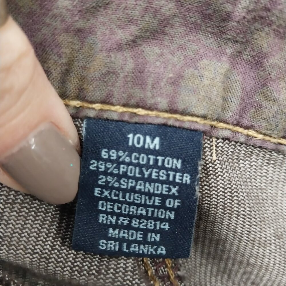 3349 Size 10 AJ Upcycled Corduroy Bell Bottoms In Brown and Green. - Picture 5 of 6